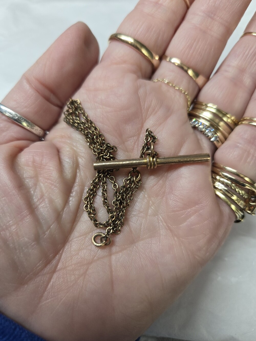 Gold Filled T-Bar Watch Chain Piece